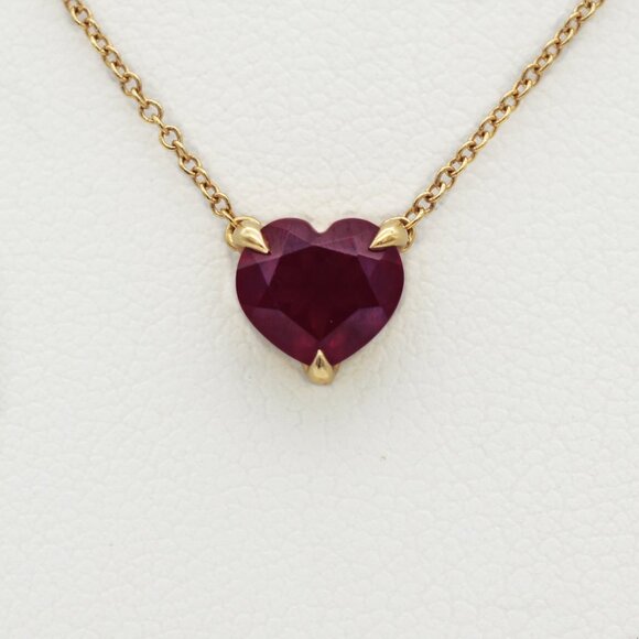 David Yurman 18K Gold Garnet Chatelaine Heart Pendant Necklace - Picture 3 of 6